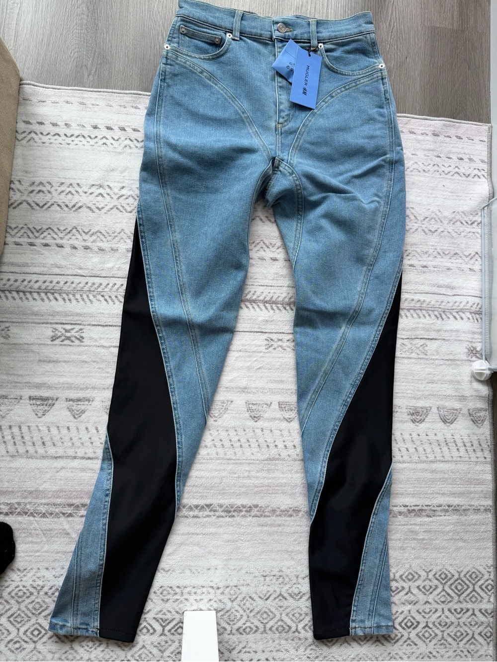 Mugler x H&M Sculpting Panel Jeans Blue/Black EU 40 US 10 NWT Rare
